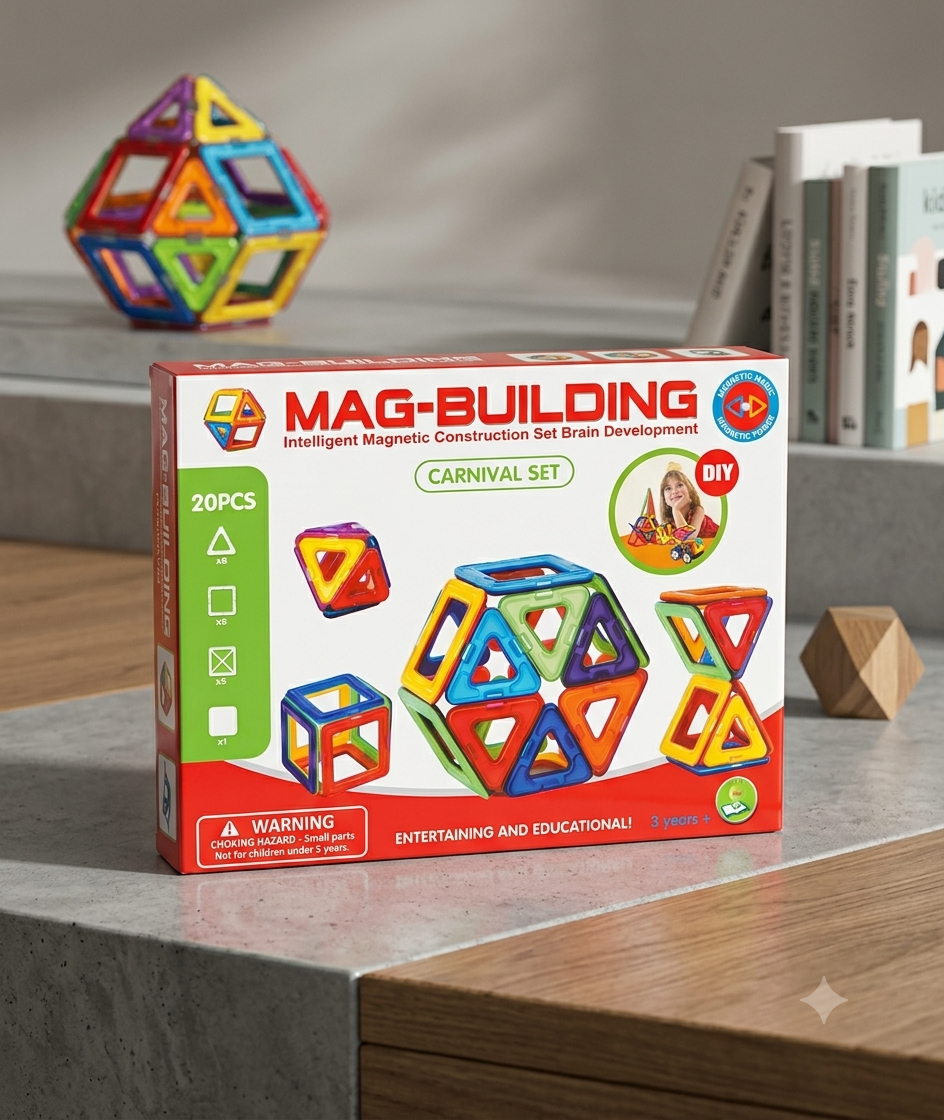 Set de Construcción Magnético 20 Piezas en Caja