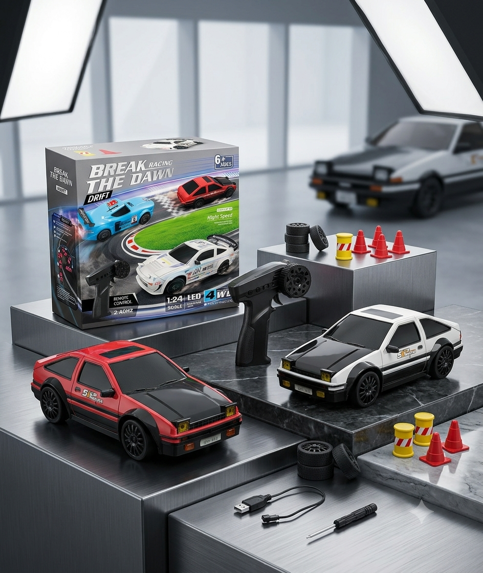 Coche Teledirigido a Control Remoto Neumáticos Especiales para Derrape