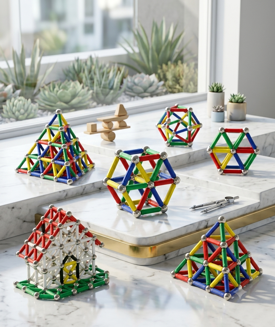 Set Magnético de 84 Piezas con Barras de Colores y Esferas de Acero