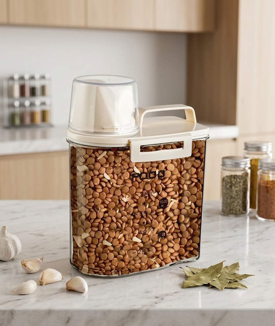 Organizador de Cocina de Acrílico con Boquilla, Tapa y Asa – 1 Litro