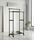 Perchero Organizador de Ropa con Doble Varilla y Ruedas