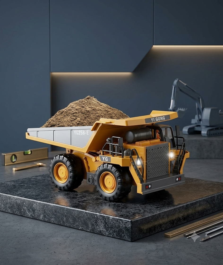 Volquete de Construcción a Control Remoto a Escala 1:20 con Tolva Móvil